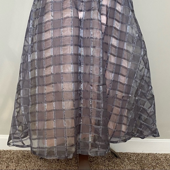 Asos Little Mistress Gray and Pink Windowpane Midi Dress, size 4 - Picture 6 of 14